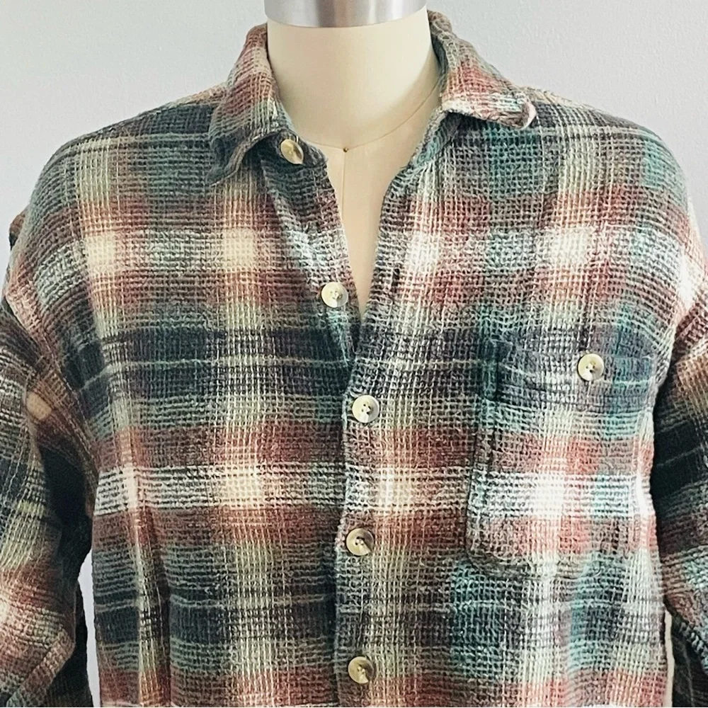 Jordache Vintage 1990’s Flannel Button Down Top- Multicolored- Size Medium - Picture 2 of 7